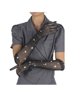 Subblime 957469 - Guanti Trasparenti Neri Glitterati Taglia S/M