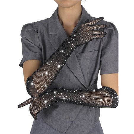 Subblime 957469 - Glittery Black Transparent Gloves Size S/M