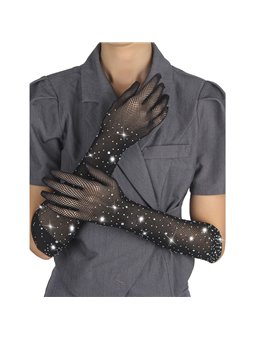 Subblime 957469 - Guanti Trasparenti Neri Glitterati Taglia S/M
