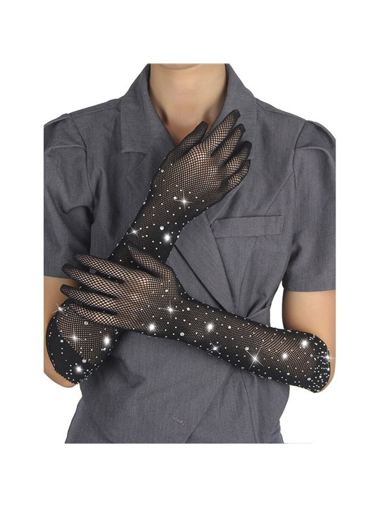 Subblime 957469 - Guanti Trasparenti Neri Glitterati Taglia S/M