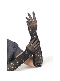Subblime 957469 - Guanti Trasparenti Neri Glitterati Taglia S/M