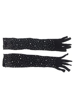 Subblime 957469 - Guanti Trasparenti Neri Glitterati Taglia S/M