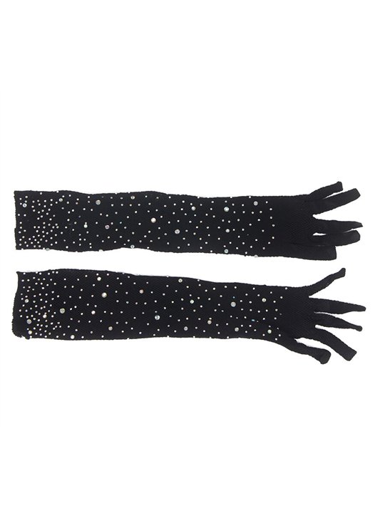Subblime 957469 - Guanti Trasparenti Neri Glitterati Taglia S/M