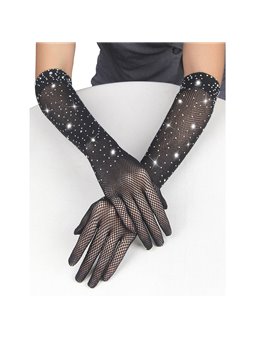 Subblime 957469 - Guanti Trasparenti Neri Glitterati Taglia S/M