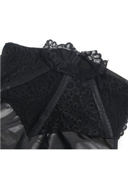 Subblime 957551 - Abito Nero in Ecopelle con Collo in Pizzo L/XL