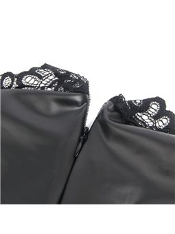 Subblime 957551 - Abito Nero in Ecopelle con Collo in Pizzo L/XL