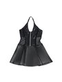 Subblime 957704 - Abito Nero in Ecopelle e Pizzo con Zip Frontale S/M