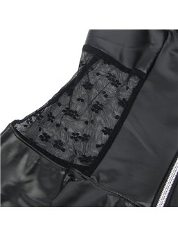 Subblime 957704 - Abito Nero in Ecopelle e Pizzo con Zip Frontale S/M