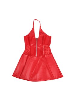 Subblime 957735 - Red Faux Leather and Lace Dress with Front Zipper L/XL