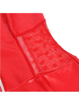 Subblime 957735 - Red Faux Leather and Lace Dress with Front Zipper L/XL