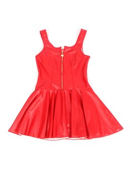 Subblime 957681 - Red Faux Leather and Lace Dress with Heart Zipper S/M