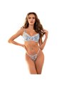 Subblime 957629 - Reggiseno e Slip Celesti con Ricami Floreali S/M