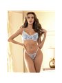 Subblime 957629 - Reggiseno e Slip Celesti con Ricami Floreali S/M