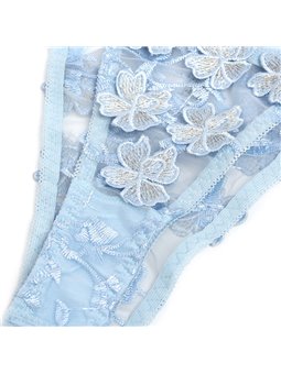 Subblime 957636 - Celestial Blue Bra and Panties with Floral Embroidery L/XL