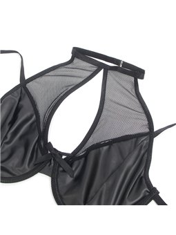 Subblime 957582 - Set Reggiseno Perizoma e Gonna in Ecopelle Nero S/M