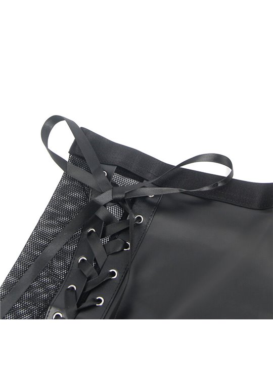 Subblime 957582 - Set Reggiseno Perizoma e Gonna in Ecopelle Nero S/M