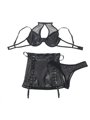 Subblime 957599 - Set Reggiseno Perizoma e Gonna in Ecopelle Nero L/XL
