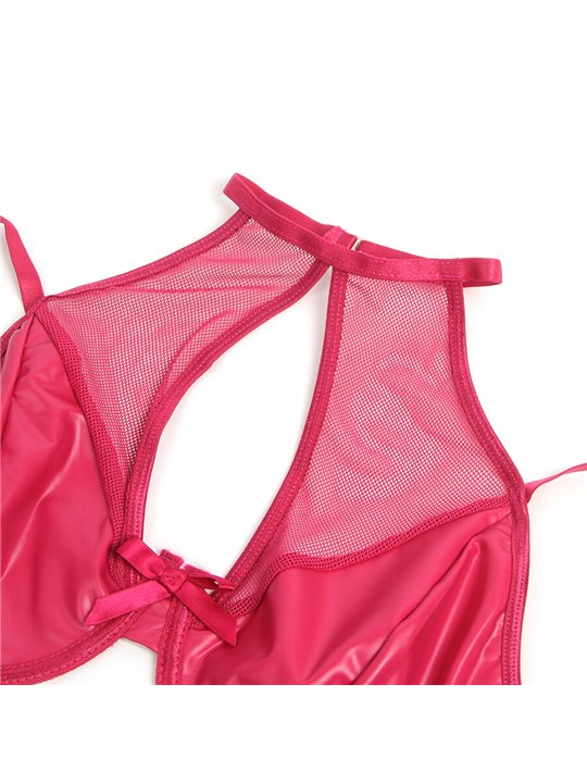 Subblime 957605 - Set Reggiseno Perizoma e Gonna in Ecopelle Rosso S/M