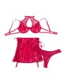 Subblime 957612 - Set Reggiseno Perizoma e Gonna in Ecopelle Rosso L/XL