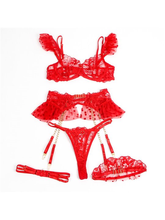 Subblime 957513 - Completo Intimo Sexy in Pizzo Rosso Taglia L/XL