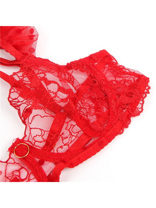 Subblime 957513 - Completo Intimo Sexy in Pizzo Rosso Taglia L/XL