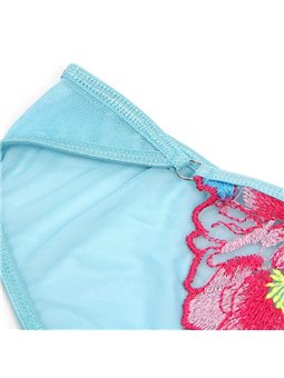 Subblime 957650 - Celestial Blue Lingerie Set with Pink Floral Embroidery L/XL
