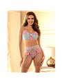 Subblime 957650 - Celestial Blue Lingerie Set with Pink Floral Embroidery L/XL