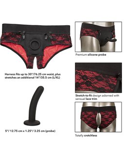 Calexotics Scandal - Red Open Crotch Panties with Dildo Size L/XL