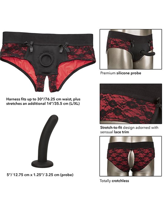Calexotics Scandal - Red Open Crotch Panties with Dildo Size L/XL