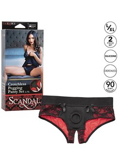 Calexotics Scandal - Red Open Crotch Panties with Dildo Size L/XL