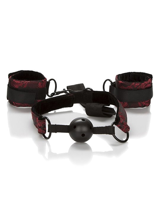 Calexotics Scandal Ball Gag - Breathable Ball Gag with Cuffs