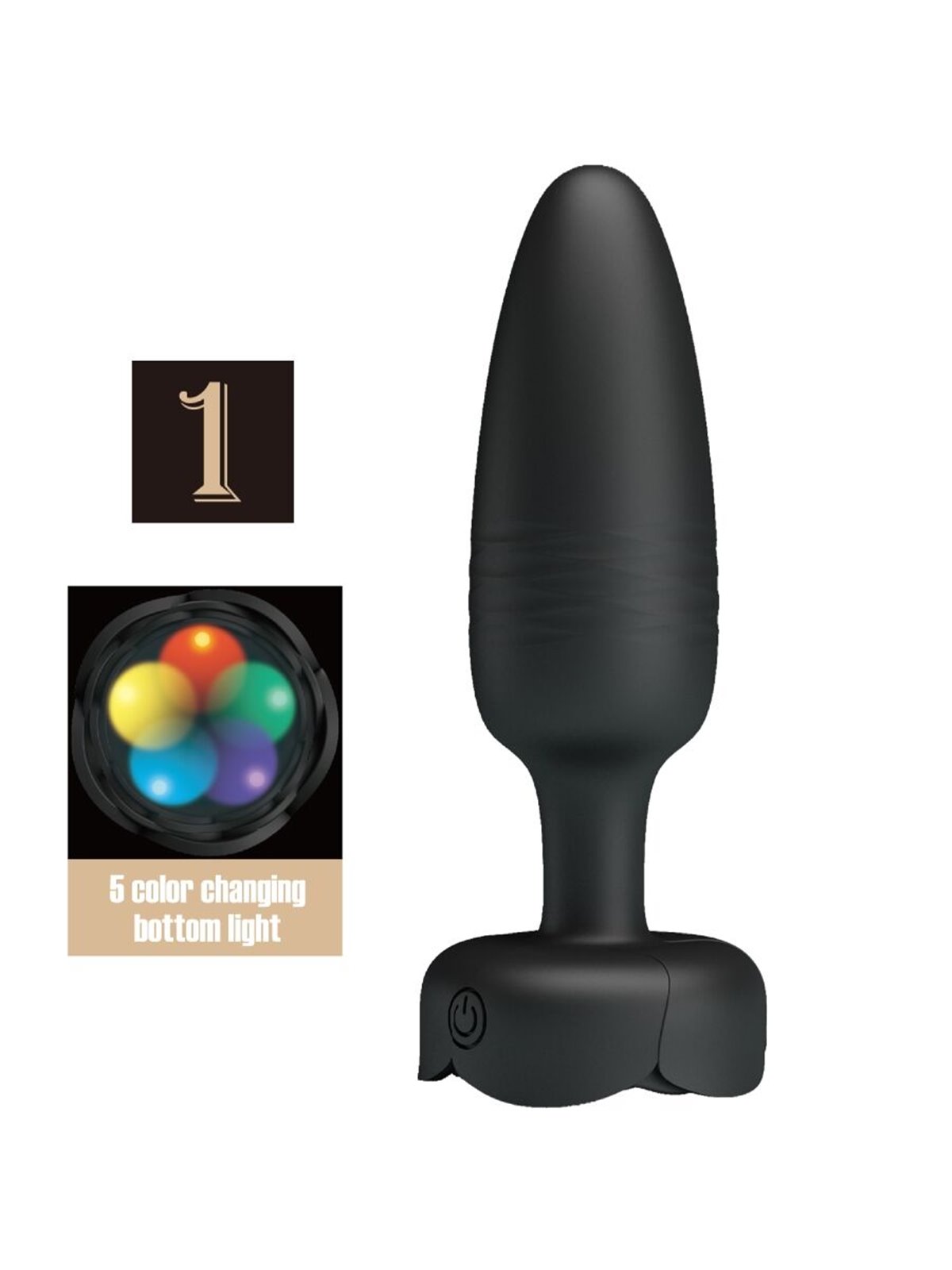Pretty Love Tarion - Black 12.5 cm Vibrating Anal Plug with LED Light