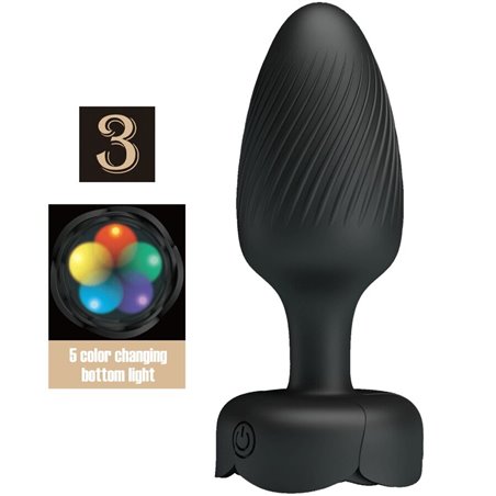 Pretty Love Osborn - Black 9.8 cm Vibrating Anal Plug with LED Light