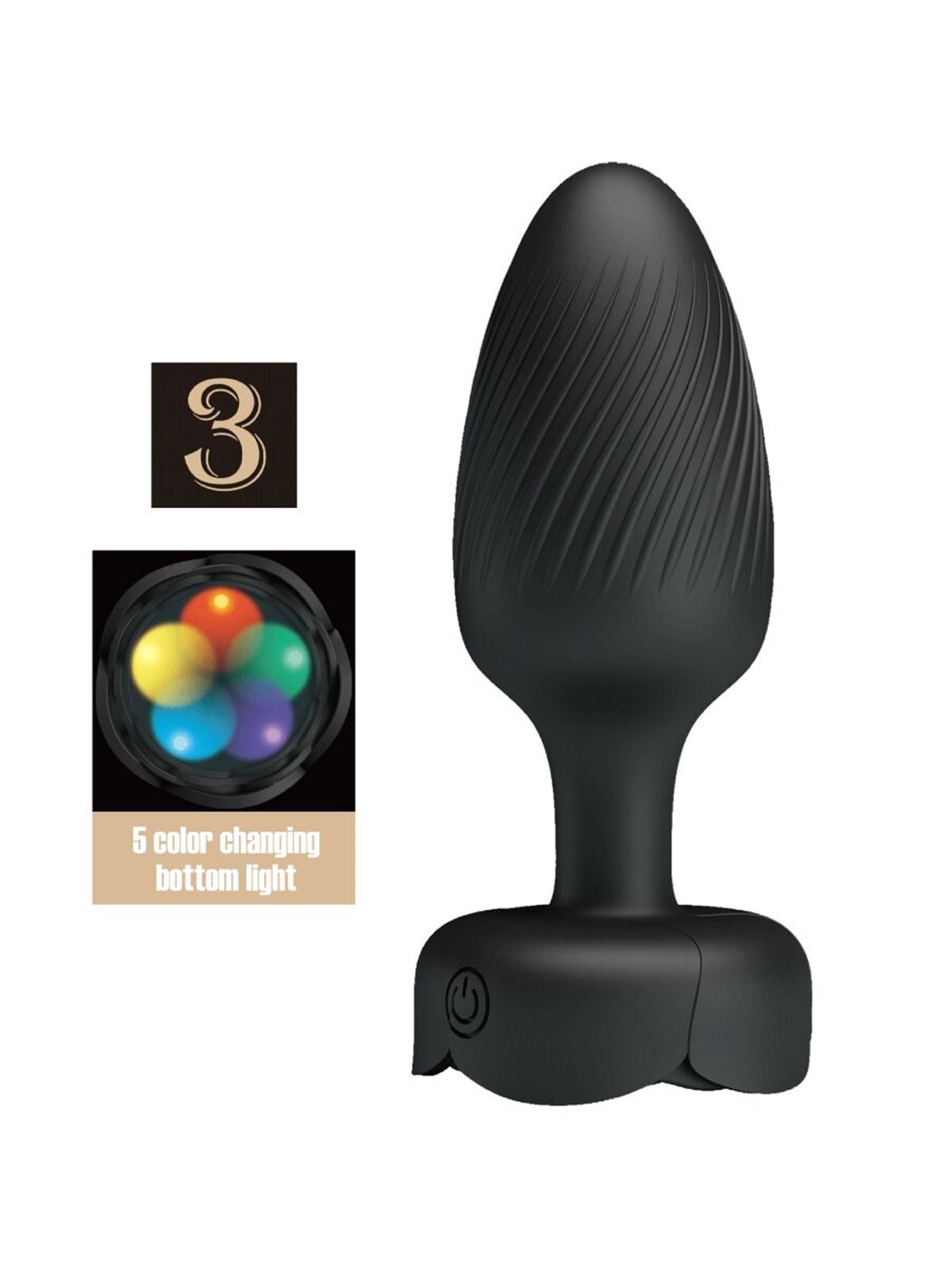 Pretty Love Osborn - Black 9.8 cm Vibrating Anal Plug with LED Light