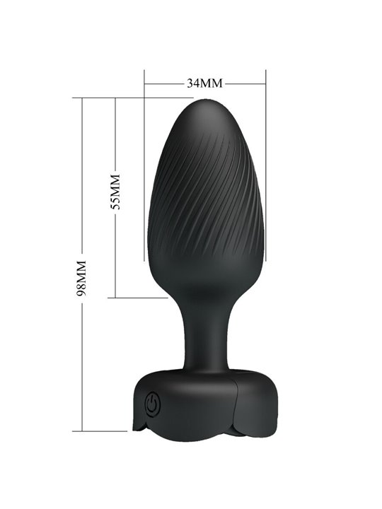 Pretty Love Osborn - Black 9.8 cm Vibrating Anal Plug with LED Light