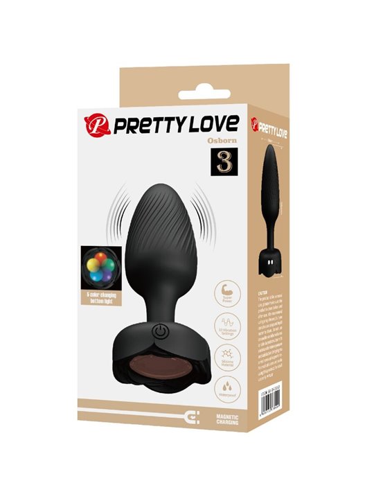 Pretty Love Osborn - Plug Anale Vibrante con Luce Led 9,8 Cm Nero
