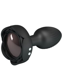 Pretty Love Olman - Black 8.8 cm Vibrating Anal Plug with LED Light