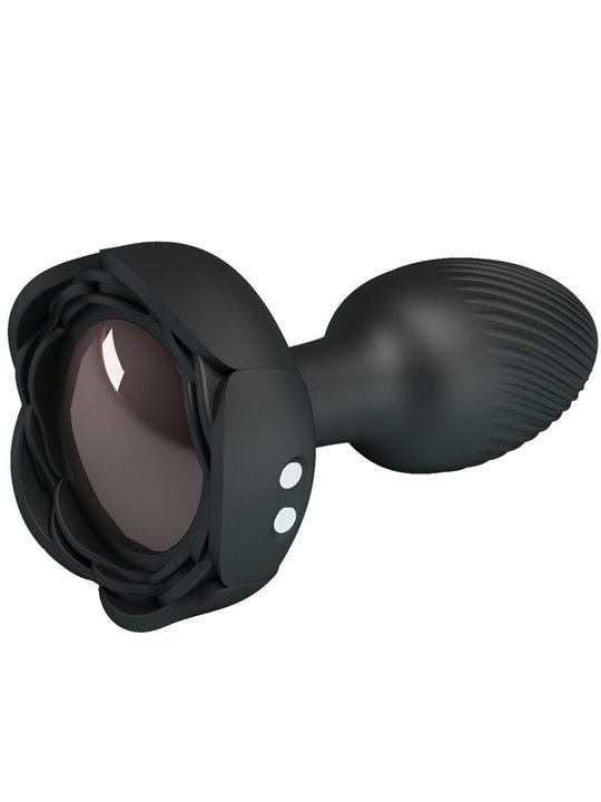 Pretty Love Olman - Black 8.8 cm Vibrating Anal Plug with LED Light