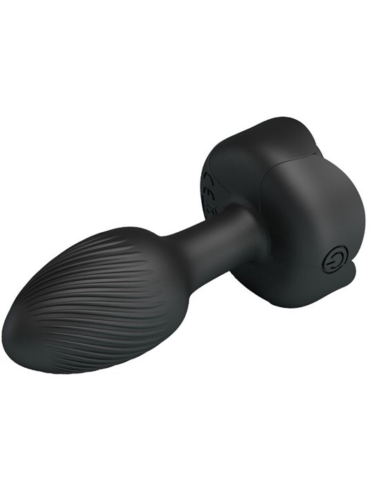 Pretty Love Olman - Black 8.8 cm Vibrating Anal Plug with LED Light