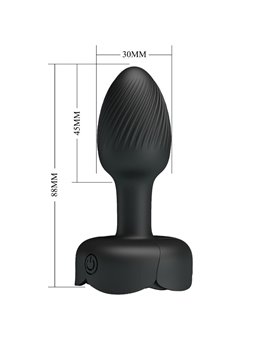 Pretty Love Olman - Black 8.8 cm Vibrating Anal Plug with LED Light