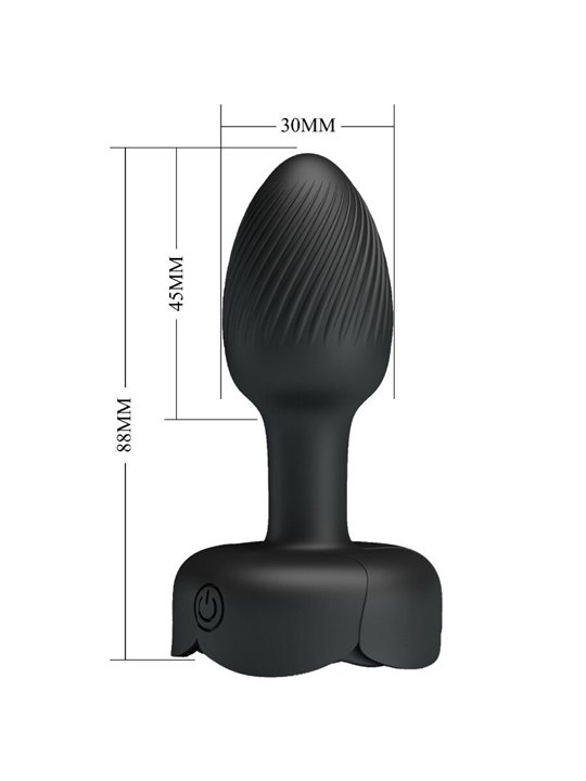 Pretty Love Olman - Black 8.8 cm Vibrating Anal Plug with LED Light