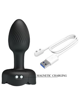 Pretty Love Olman - Black 8.8 cm Vibrating Anal Plug with LED Light