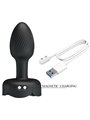 Pretty Love Olman - Black 8.8 cm Vibrating Anal Plug with LED Light