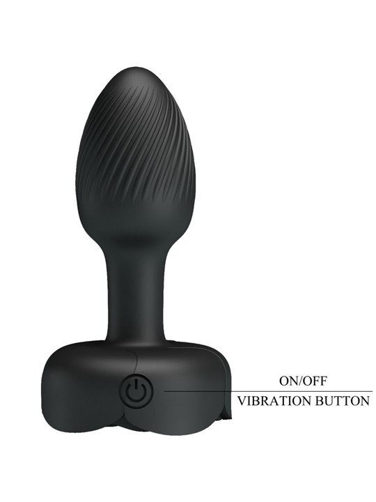 Pretty Love Olman - Black 8.8 cm Vibrating Anal Plug with LED Light