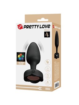 Pretty Love Olman - Black 8.8 cm Vibrating Anal Plug with LED Light