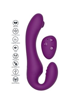 Xocoon Strapless Strap-On - Purple 2-in-1 Vibrator with Remote Control