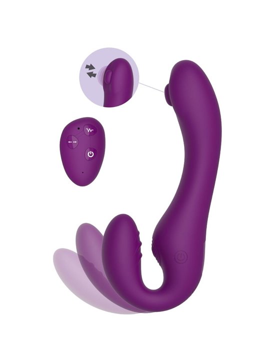 Xocoon Strapless Strap-On - Purple 2-in-1 Vibrator with Remote Control