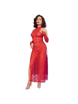 Chilirose CR 4853 - Red Lace Dress with Matching Gloves Size L/XL