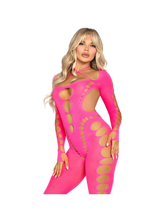 Leg Avenue - Bodystocking Rosa Schiena Aperta Taglia Unica