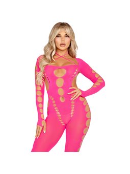 Leg Avenue - Bodystocking Rosa Schiena Aperta Taglia Unica